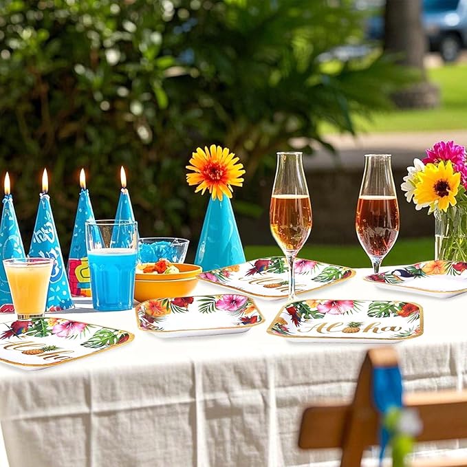 200Pcs Hawaiian Luau Party Decorations Aloha Tropical Hibiscus