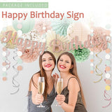 Sage-Green Blush-Pink Birthday Decorations for Women Girls, Cream