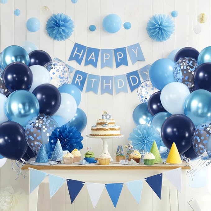 Zesliwy Blue Confetti Balloons Set,50Pcs 12 Inch Navy Light Metallic