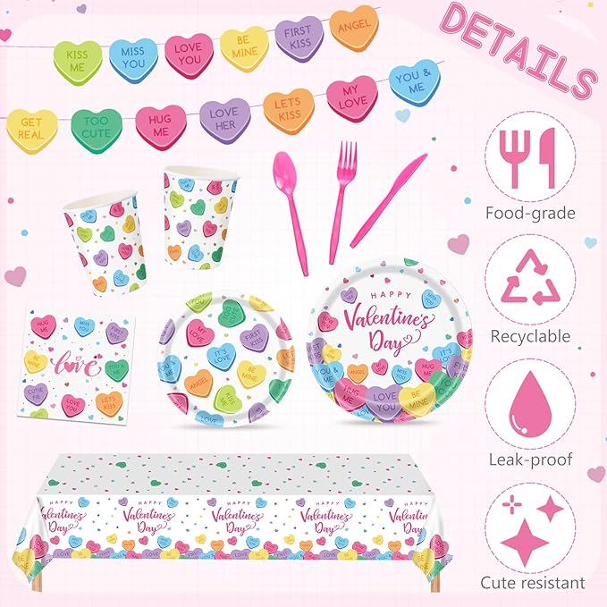 403 Pcs Valentine's Day Party Supplies for 50 Conversation Heart