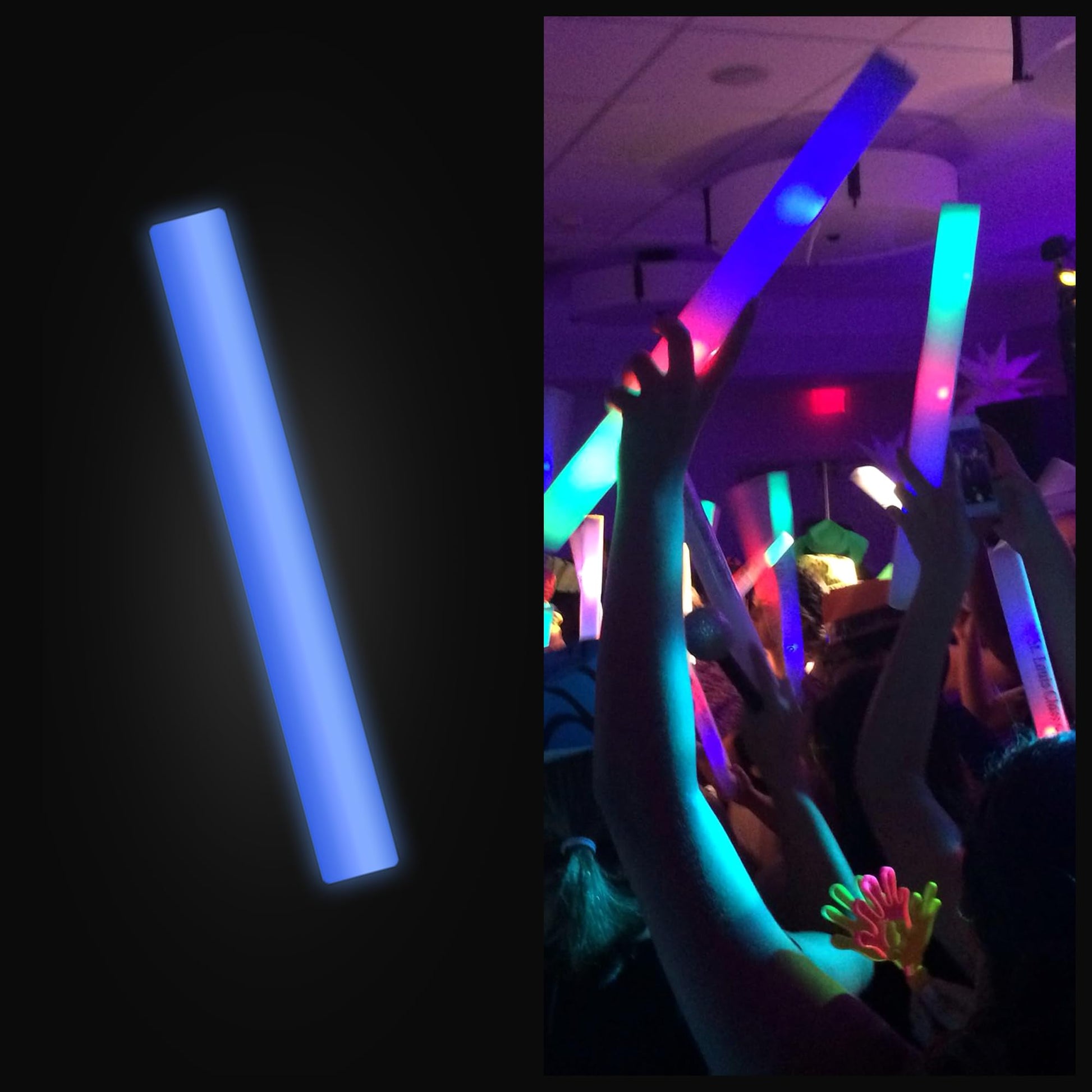 Promotional Party Sticks 100 Blue Foam Glow Sticks - 16" Light Up
