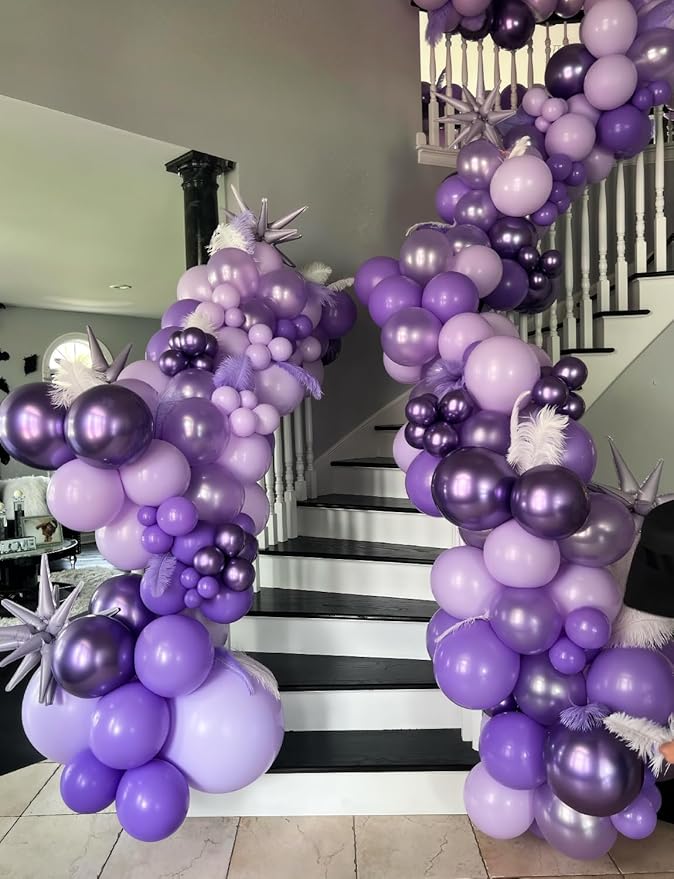 Purple Balloons - 12 Inch Dark Metallic Purple Balloons Macaron