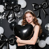 Black Happy Birthday Balloons, 31”Huge Black Bow Aluminum Foil