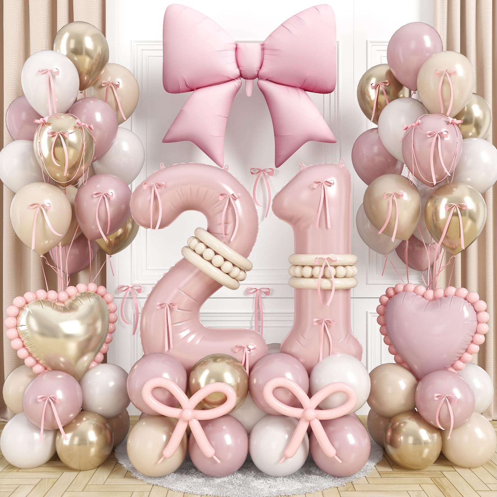 Light Pink 21 Number Balloon, 21st Birthday Decorations for Her, Dusty