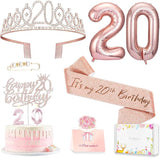 20th Birthday Decorations for Women Birthday Sash and Crown Cake