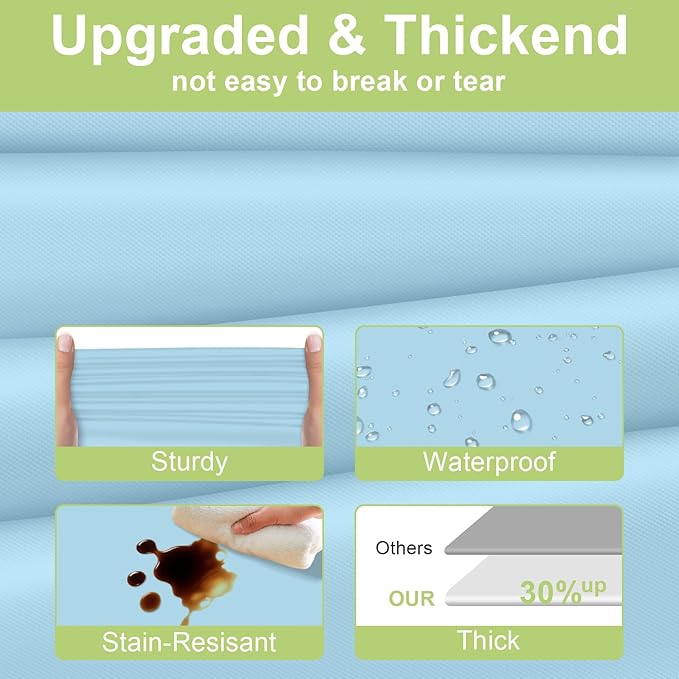 QIKSION Light Blue Plastic Table Cloth Disposable 3 Pack, 54 x 108