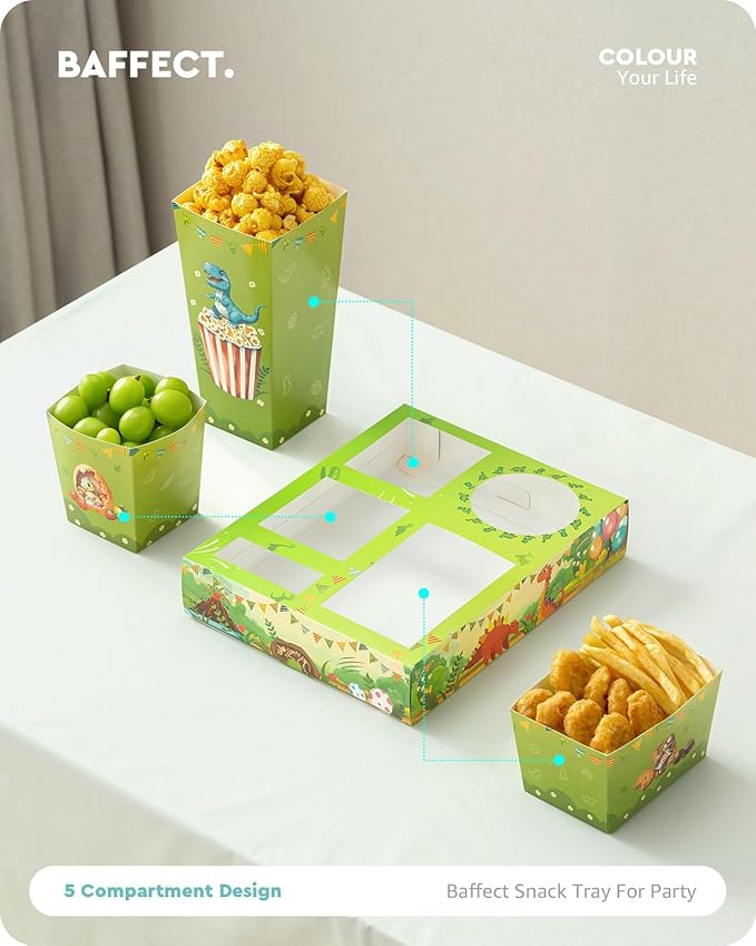 Movie Night Snack Trays 120pcs Include 20 Dinosaur Party Snack Trays