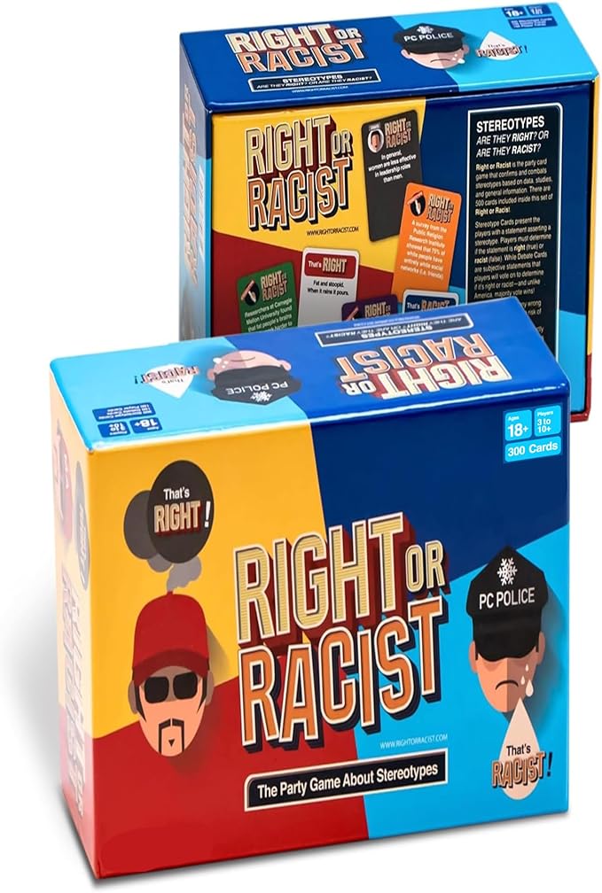 Right or Racist, Card Game, Gag Gift with Hundreds of Trivia and