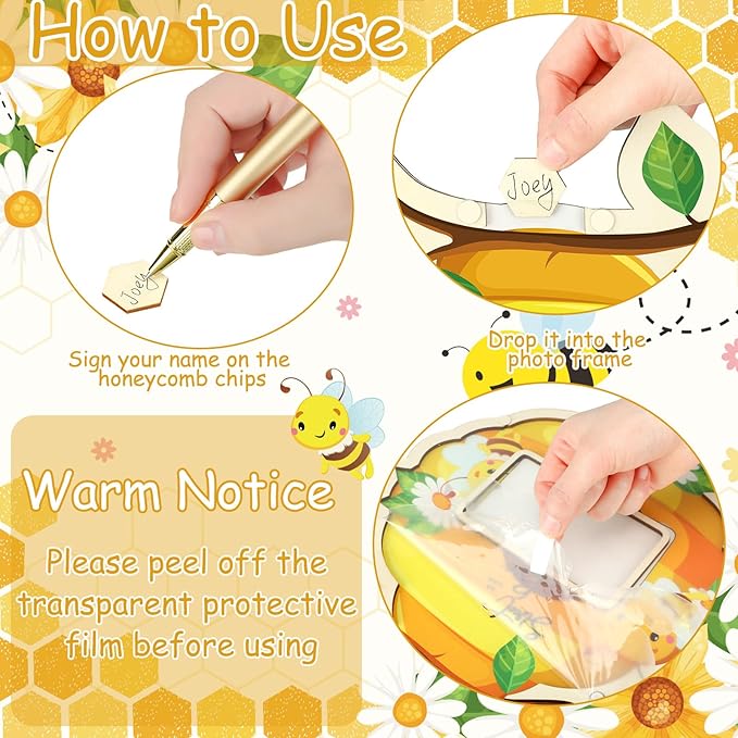 63 Pcs Bee Baby Shower Guest Book Alternatives Set Baby Shower