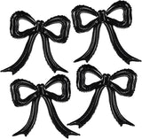 4pcs Black Bow Foil Balloons Bow Mylar Balloon Set for Coquette