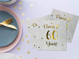 Cheers to 60 Years Cocktail Napkins | Happy 60th Birthday Decorations