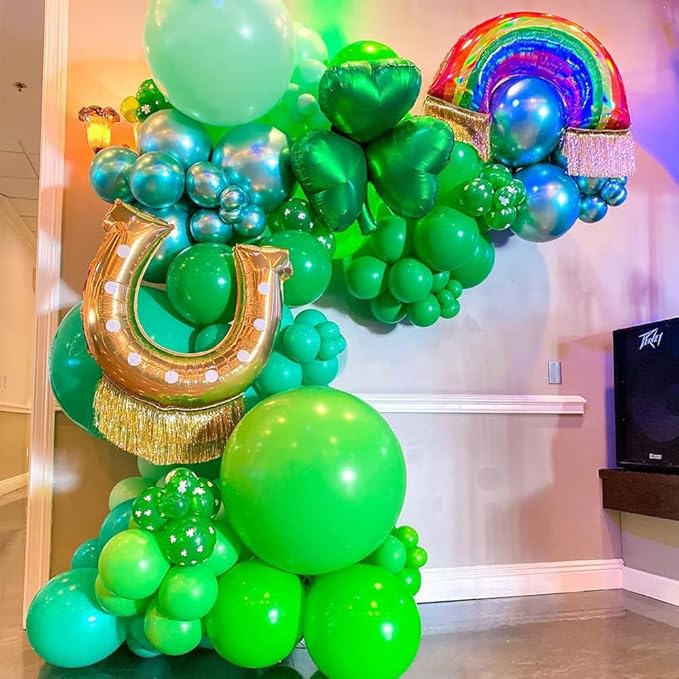 St Patrick's Day Decorations 128pcs Green Balloon Arch Garland Kit