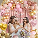 157PCS Rose Gold Balloon Garland Arch Kit with Fringe Curtain for