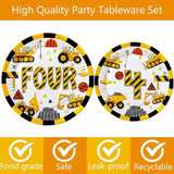 345 Pcs Construction 4th Birthday Party Supplies Dump Truck Four