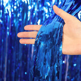 Voircoloria 3 Pack 3.3x8.2 Feet Blue Foil Fringe Backdrop Curtains,