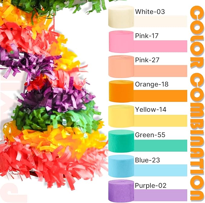 PartyWoo Pastel Crepe Paper Streamers 4pcs 328ft Pack of Pastel