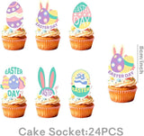 55PCS Easter Party Decorations Set Bunny Egg Banner Cake Toppers