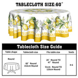 Giwawa Lemon Round Tablecloth 60 inch, Yellow Citrus Fruit Summer