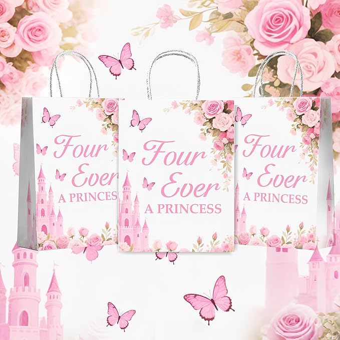 20PCS Four Ever A Princess Goodie Bags Princess Themed 4th Birthday