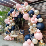 Navy Blue Pink Gold Balloon Arch Kit Double Stuffed Dark Blue Pastel