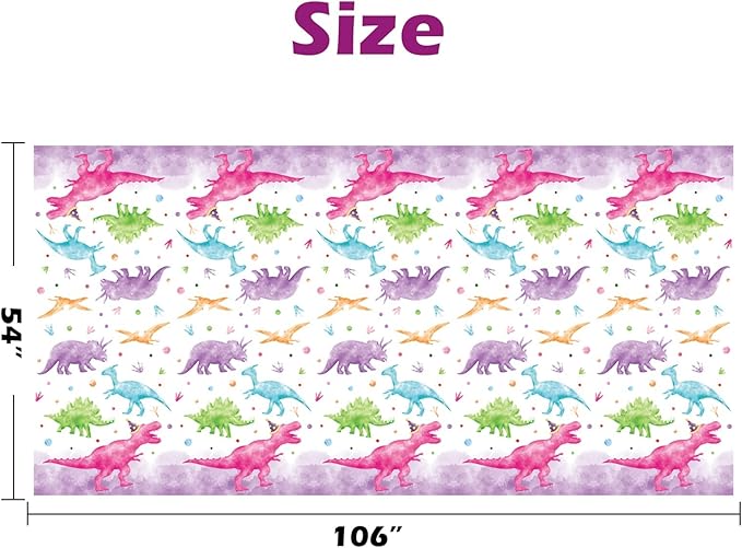 WERNNSAI Dinosaur Tablecloth - 2 Pack 54'' X 108'' Girl Dino Table