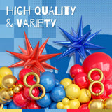 132pcs Red Blue Yellow Balloons Arch Garland Kit with Long Balloons