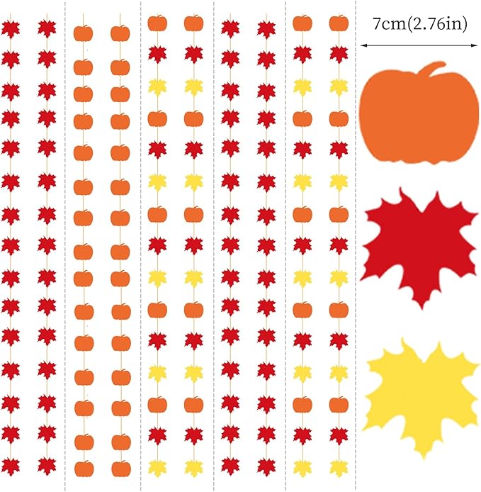 Fall Autumn Leaves Pumpkin Party Decorations Streamers Garland 5pcs