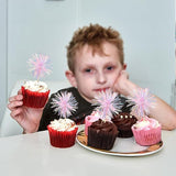 Gyufise 30Pcs Foil Firework Cupcake Toppers Sparkle Tinsel Cake #30