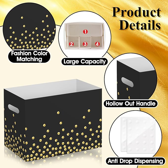 2PCS Black and Gold Utensil Holder Paper Utensil Caddy for Retirement