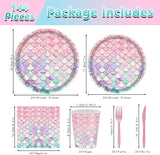 144PCS Mermaid Party Tableware Set Mermaid Birthday Party Supplies