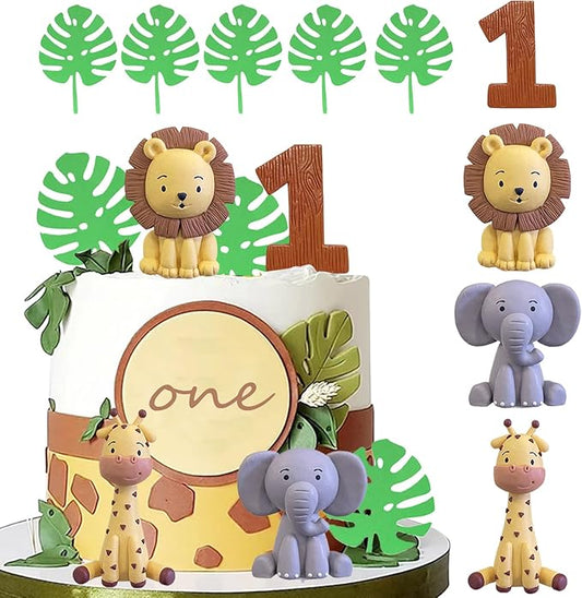Safari Animal Cake Toppers Jungle Wild One Cake Decorations with