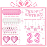 Miidenks 23rd Birthday Decorations for Women, Pink Bow Coquette 23