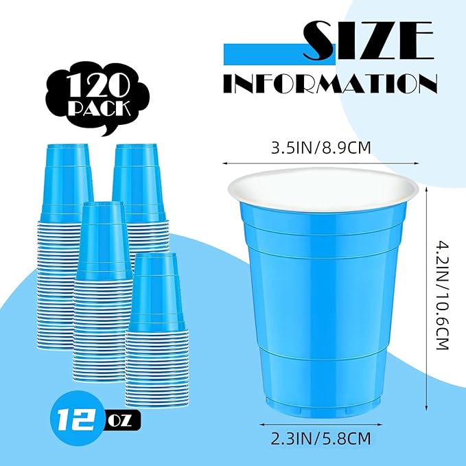 120 pcs 12 oz lake blue plastic cups Gender Reveal Plastic cups blue