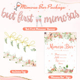Faisichocalato Mimosa Bar Sign, But First Mimosas Banner, Boho Floral