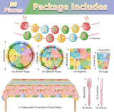 98PCS Easter Party Supplies Happy Easter Paper Plates and Napkins