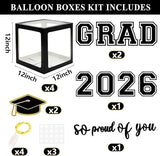 2026 Graduation Decorations Black and Gold Set of 4 Grad Boxes with