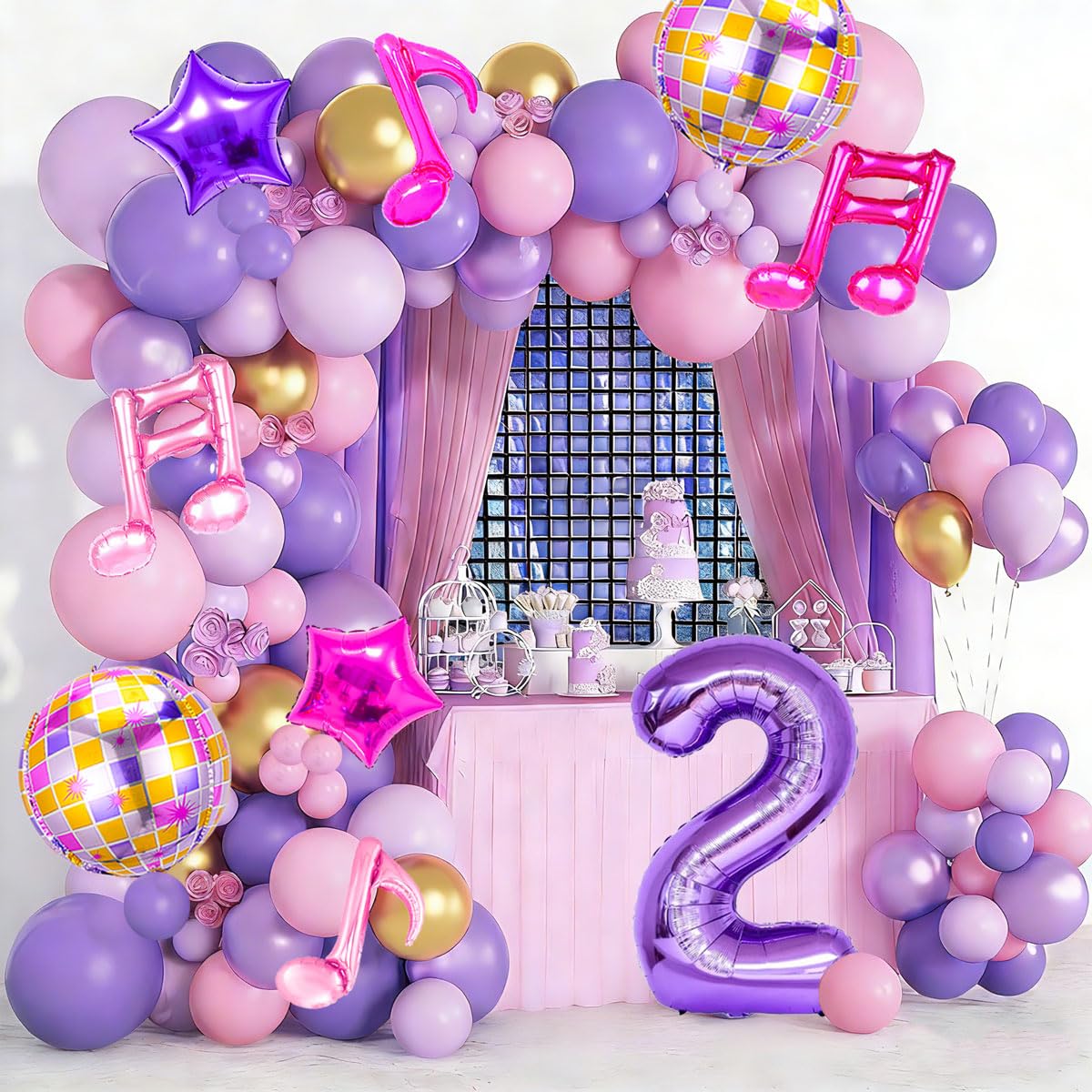 9Pcs Kpop Birthday Decorations - Kpop Music Balloons Hot Pink Mus 2