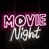 Movie Night Neon Sign LED Pink White Neon Light for Wall Decor