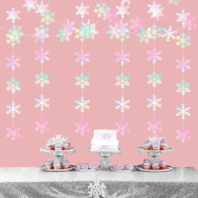 Iridescent-Holographic Snowflake-Snow Christmas Party-Decorations