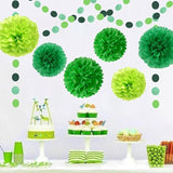Green Party Decorations Tissue Pom Poms 23pcs St Patricks Day Paper