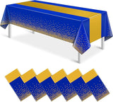 6Pcs Blue and Gold Tablecloth Party Decorations,Plastic Royal Blue
