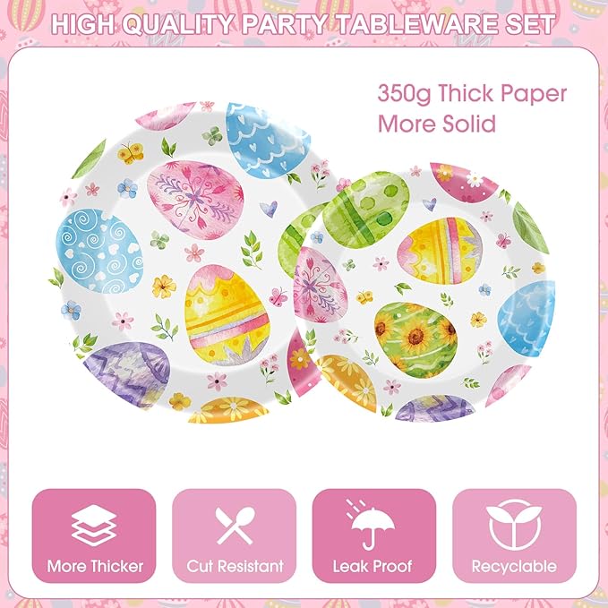 102 Pcs Easter Party Decorations Set Spring Watercolor Eggs Paper
