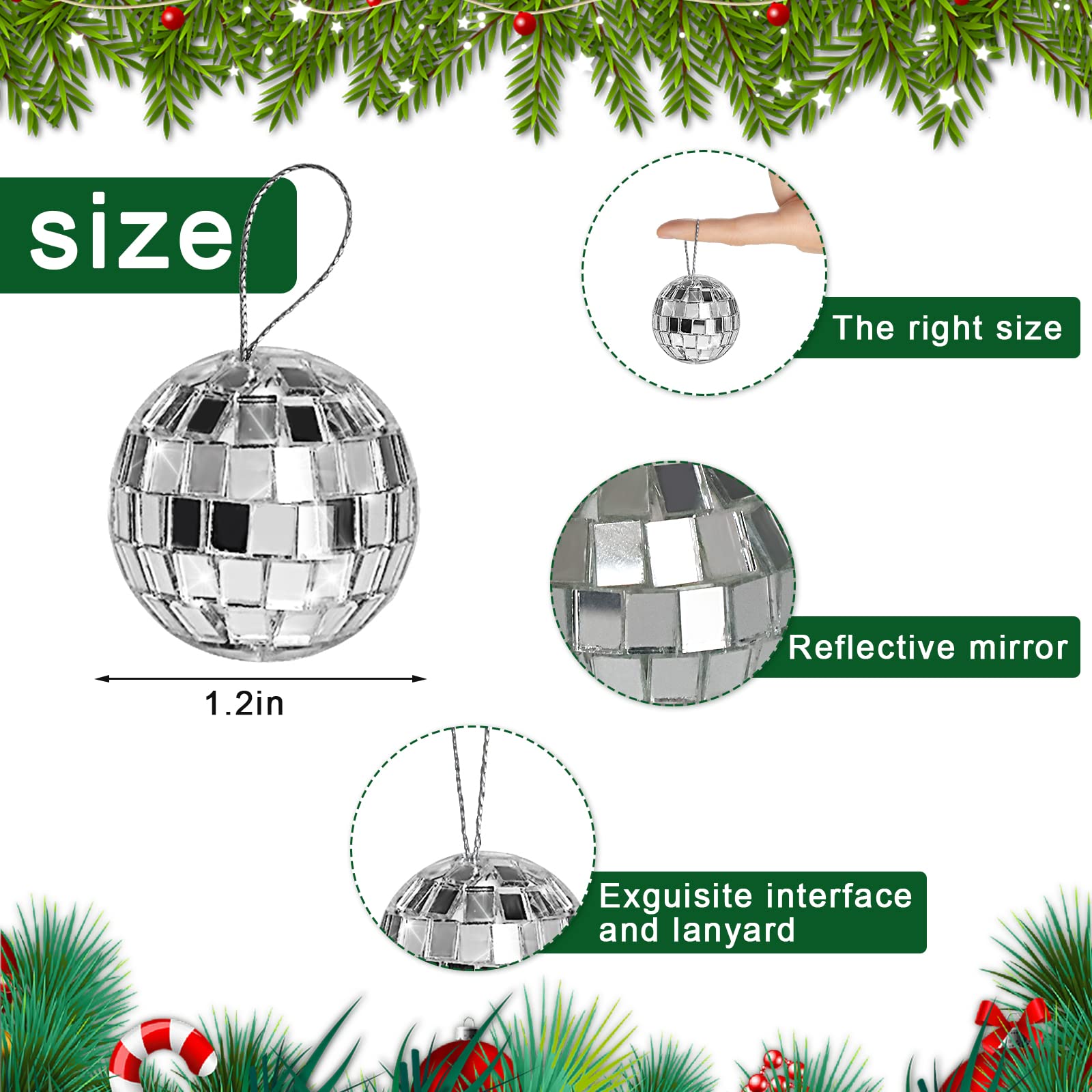 Newmemo Mini Disco Ball Cake Topper 20Pcs Hanging Mirror Disco Balls