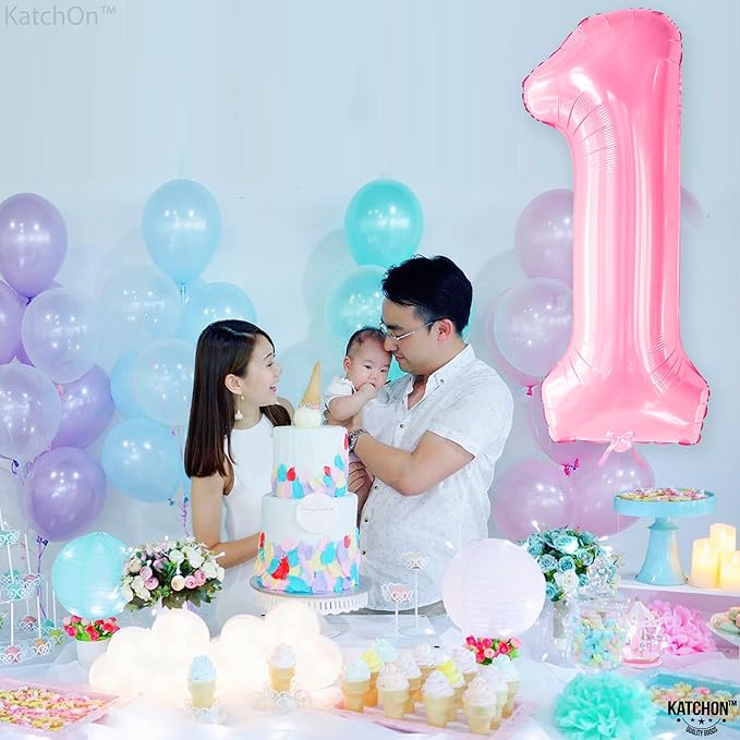 KatchOn, Light Pink 1 Balloon Number - 40 Inch | Number 1 Balloons