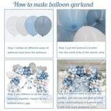 Dusty Blue Balloon Arch Kit, 162pcs Dusty Light Blue White and Clear