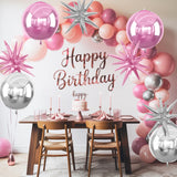 6Pcs Pink Silver Foil Balloons,22Inch Light Pink Silver 4D Round Ball