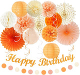 Orange Beige Fal Boho Birthday Party Decorations 21pcs Autumn One
