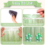 Voircoloria 3 Pack 3.3 x 8.2 ft Sage Green Foil Fringe Backdrop