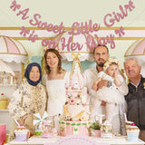 A Sweet Little Girl is on Her Way Banner - Pink Bow Baby Shower