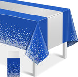 1Pcs Blue Silver Tablecloth Party Decorations,Plastic Royal Blue